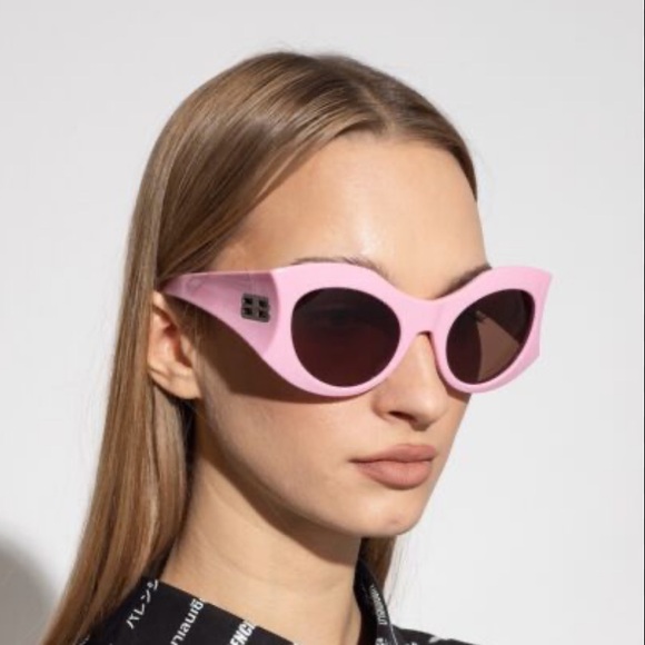 NEW BALENCIAGA OVAL SUNGLASSES BALENCIAGA BB0256S 004 PINK BROWN EYEWEAR - Picture 2 of 5